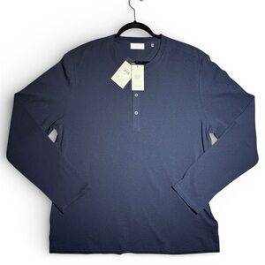 7 For All Mankind Navy Long Sleeve Henley Men’s XXL NWT